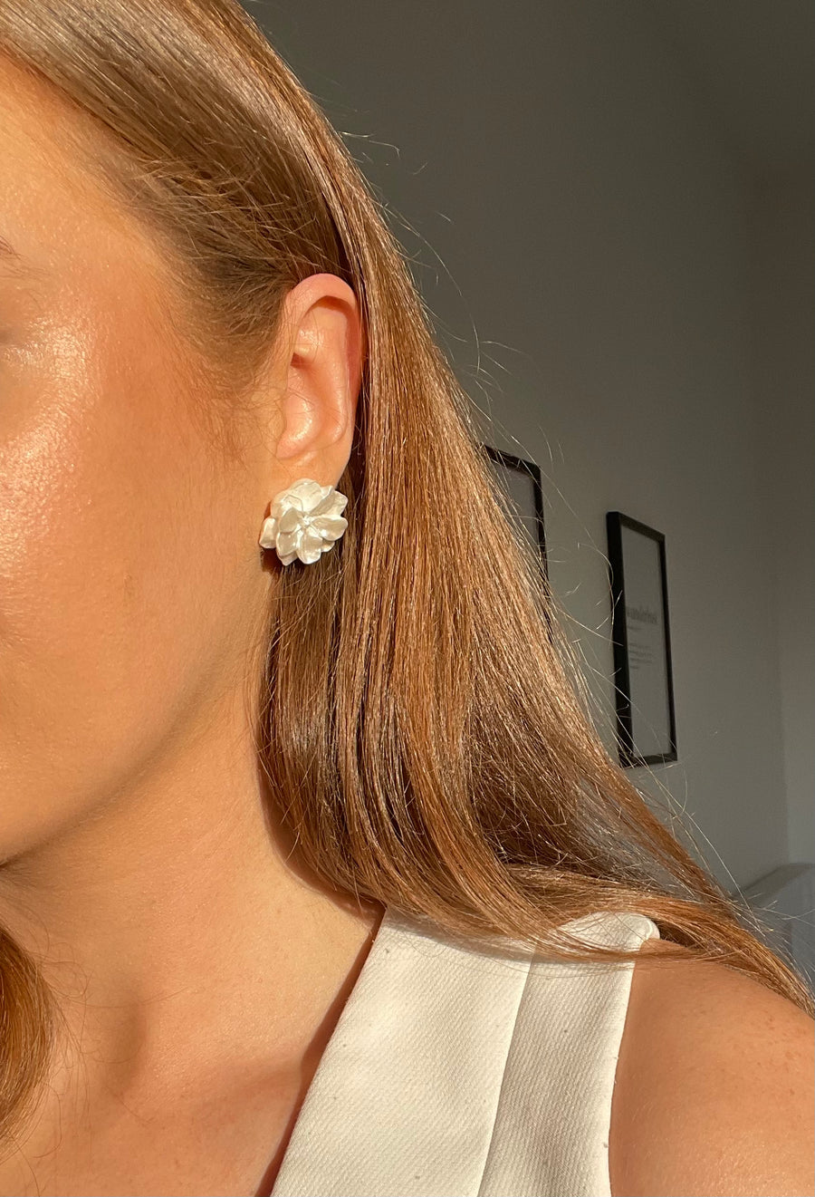 White Floral Earring