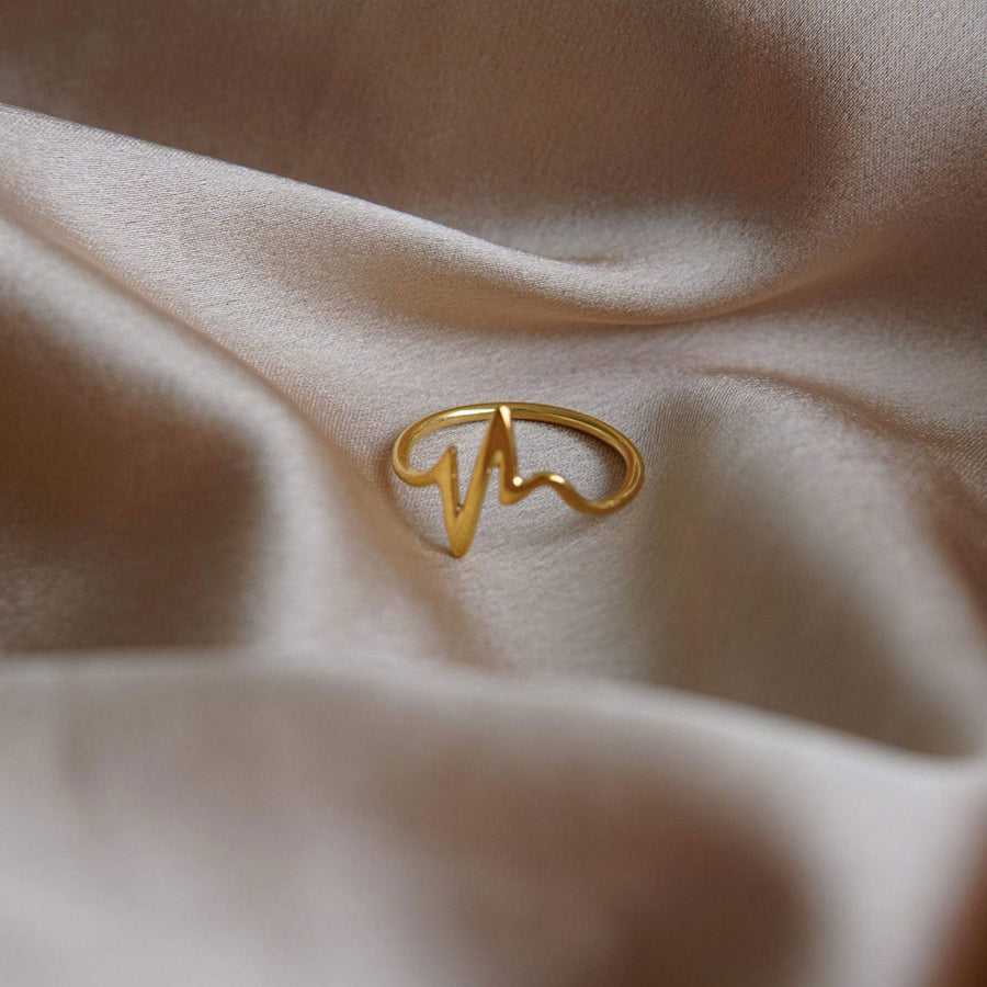 Gold Heartbeat Ring