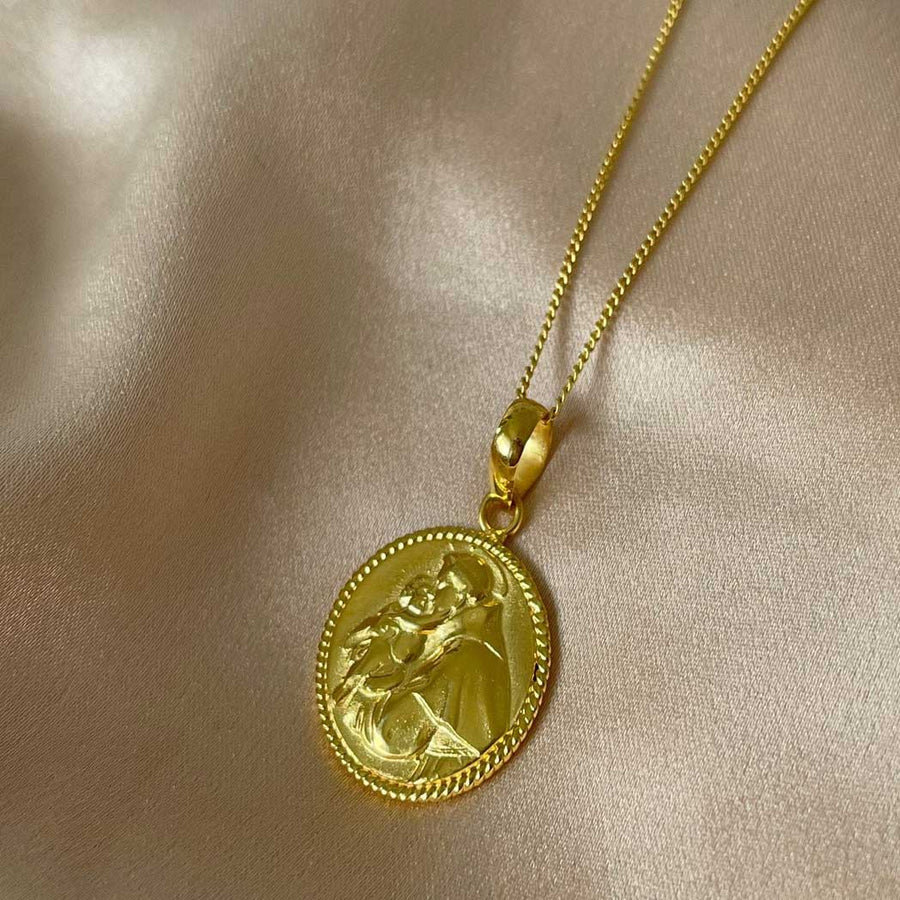 Gold St. Anthony Coin Necklace