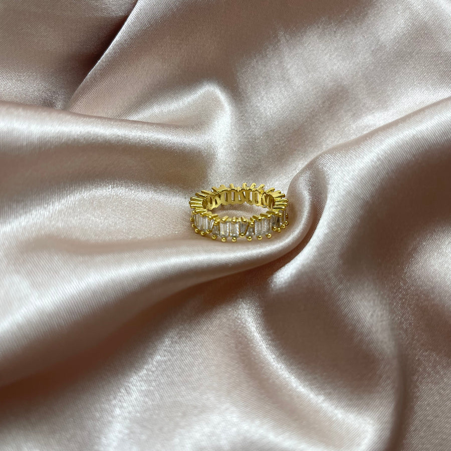 Gold Chunky Ring with Cubic Zirconia