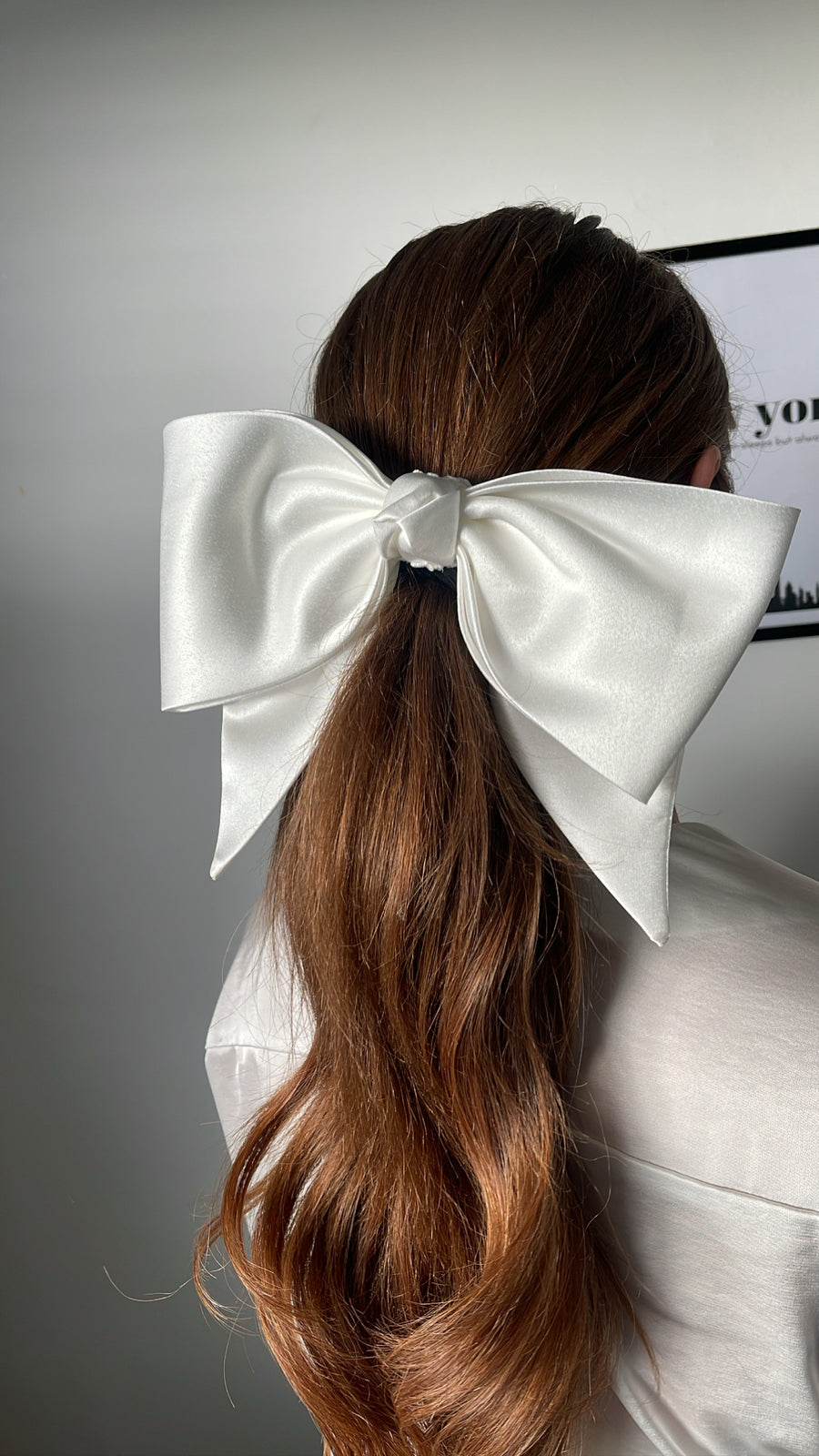 Oversized White Satin Hair Bow